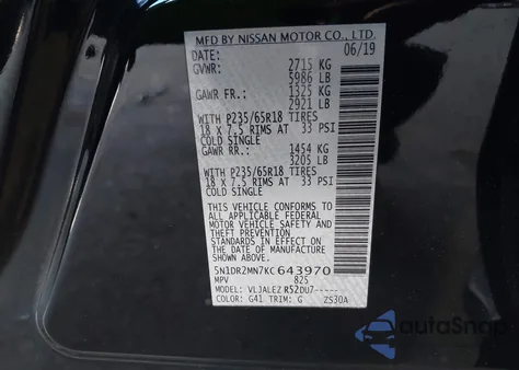 2019 Nissan Pathfinder Sv from USA, damaged, VIN 5N1DR2MN7KC643970